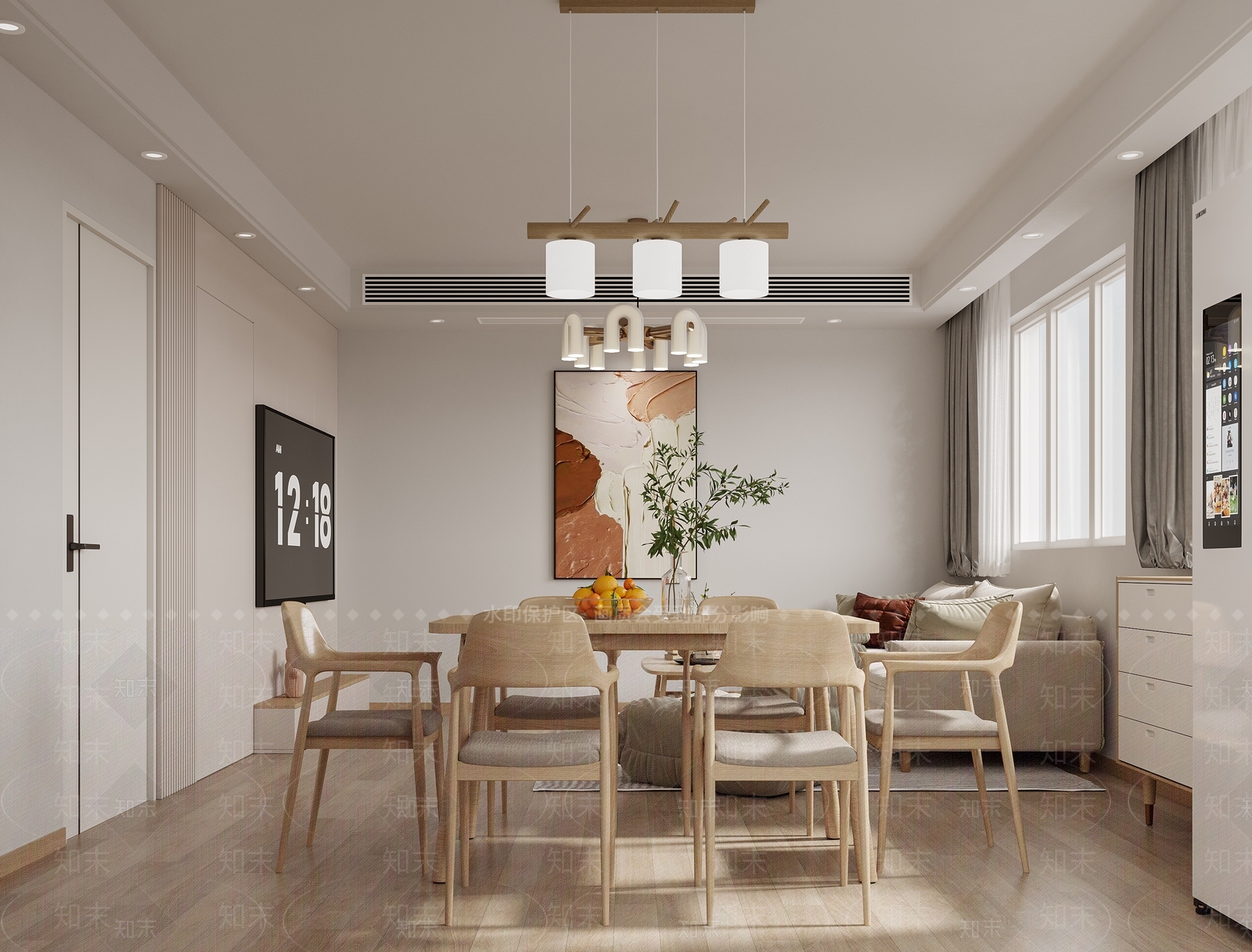 现代原木风客餐厅3D模型下载【ID:1145183838】_知末3d模型网