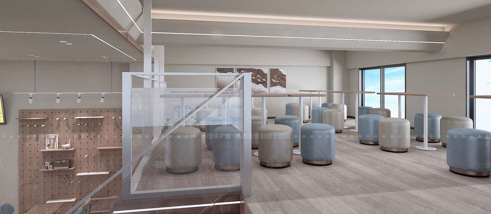 现代奶油风奶茶店3D模型下载【ID:1145185203】