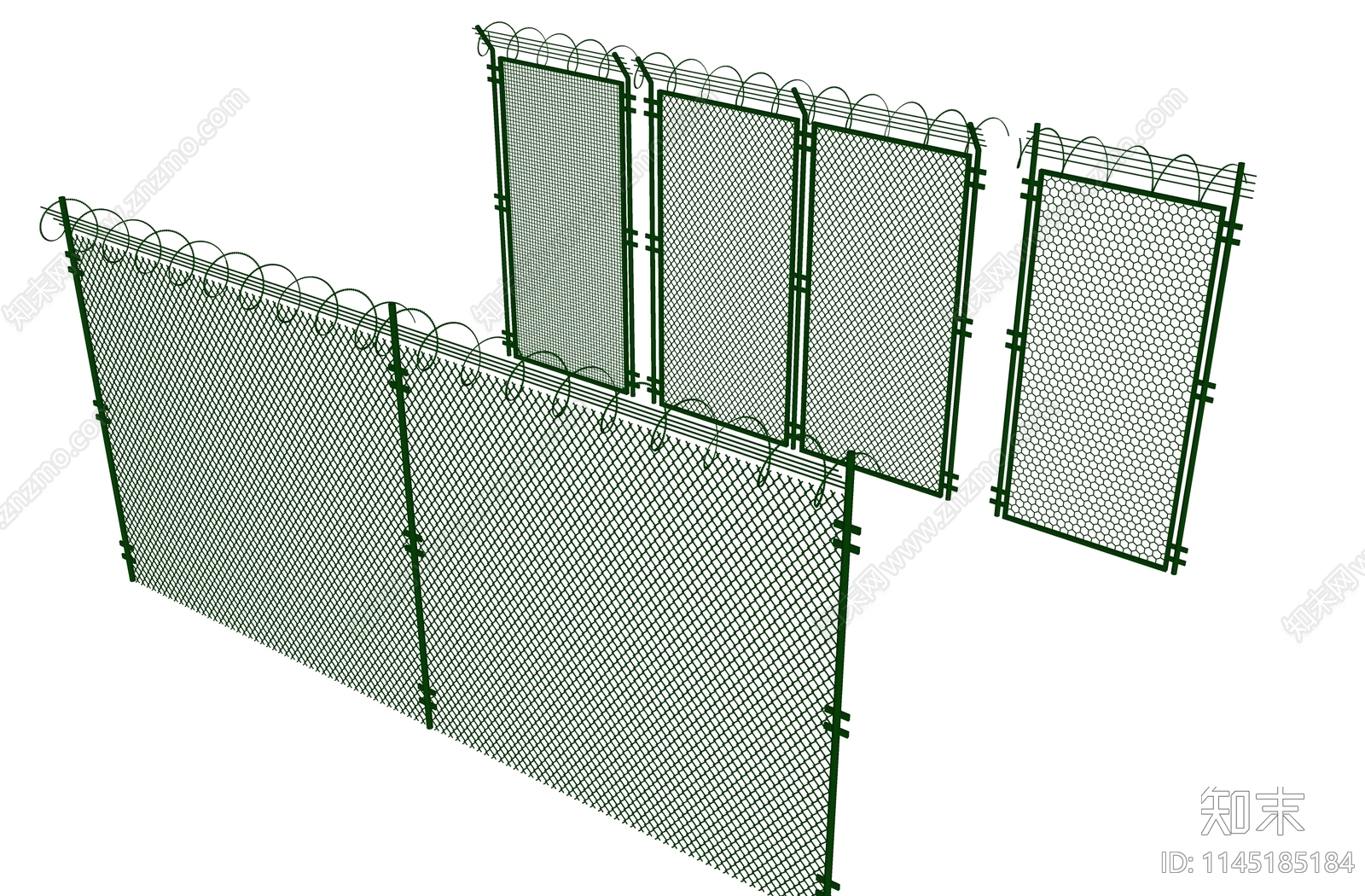 现代铁丝围栏护栏SU模型下载【ID:1145185184】