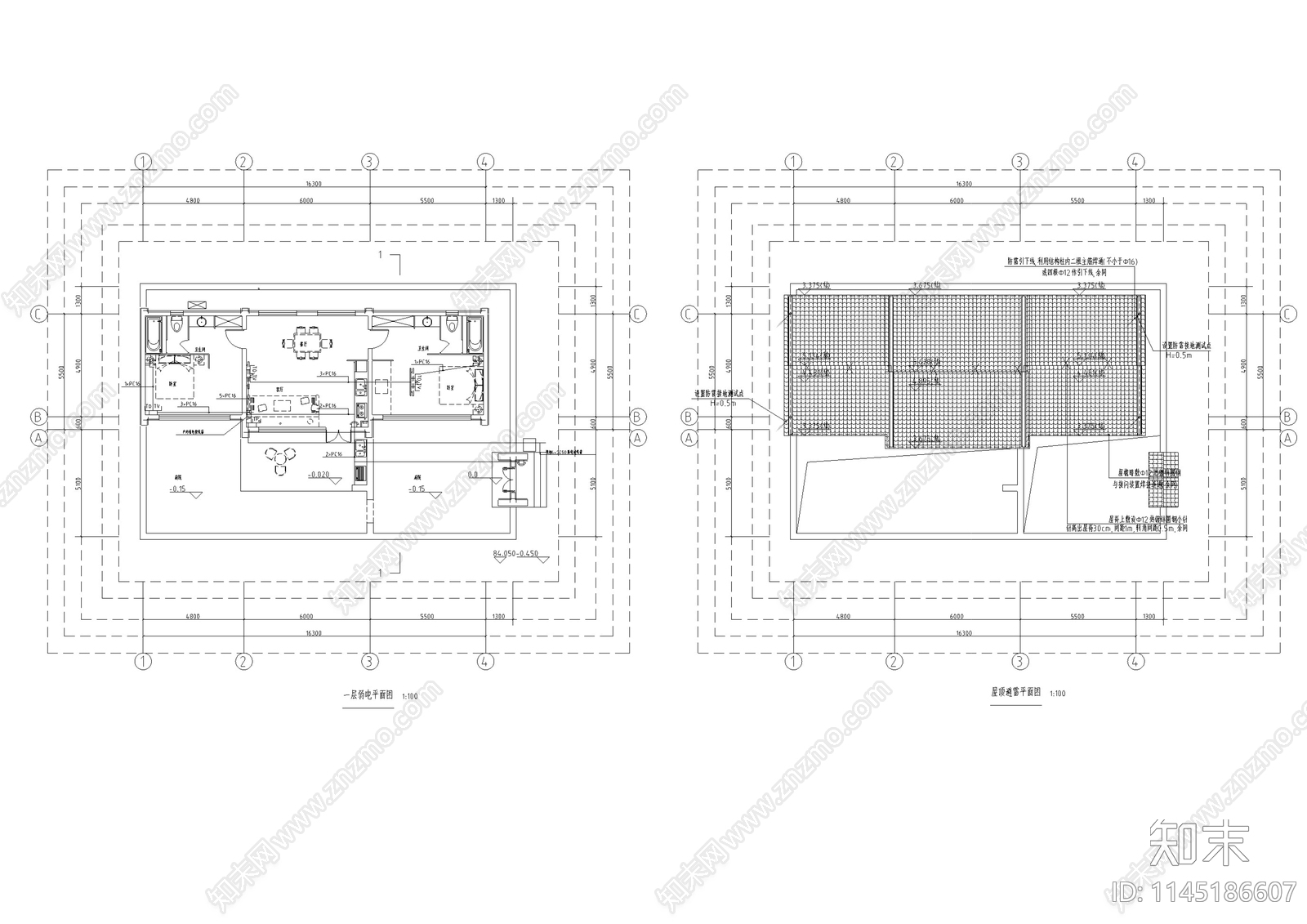 别墅建筑电气设计cad施工图下载【ID:1145186607】