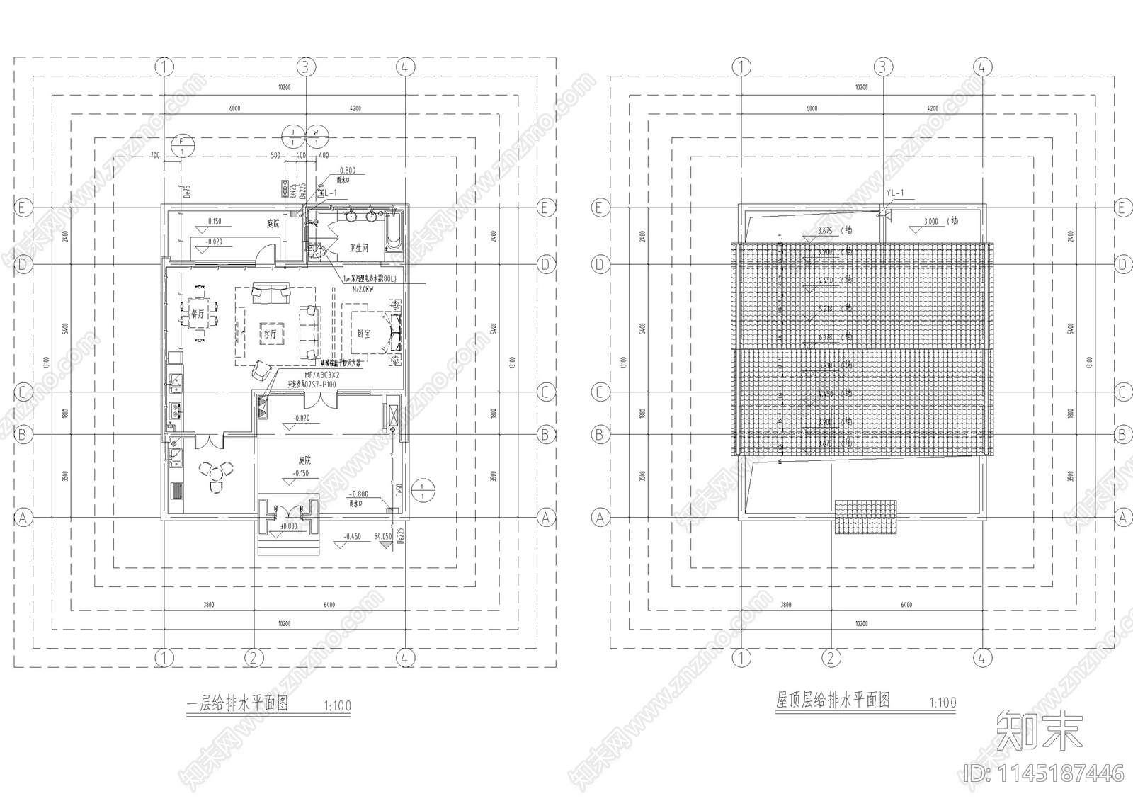 别墅建筑给排水设计施工图下载【ID:1145187446】