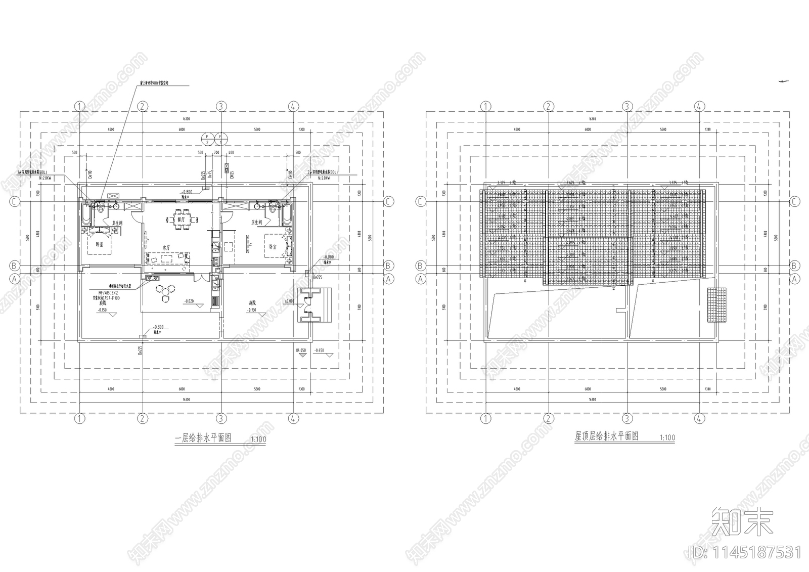 别墅建筑给排水设计施工图下载【ID:1145187531】