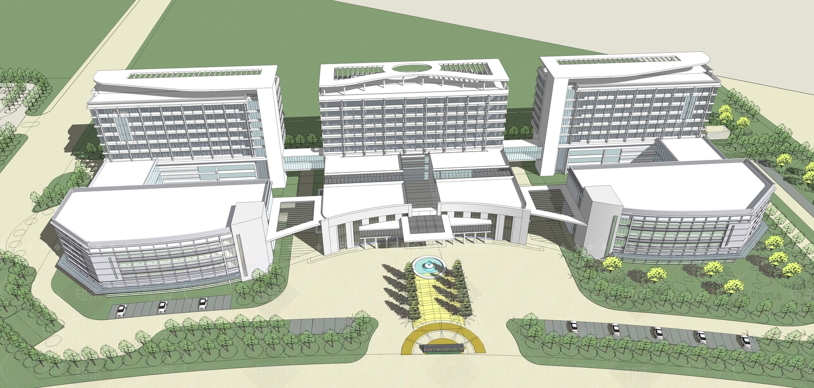 现代医疗建筑SU模型下载【ID:1145189247】