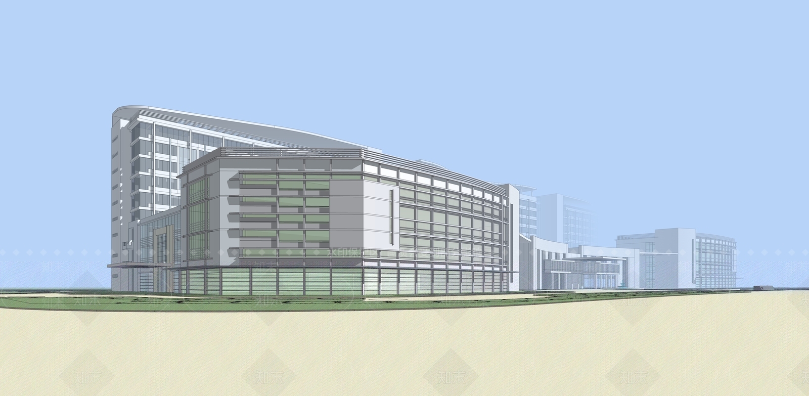 现代医疗建筑SU模型下载【ID:1145189247】