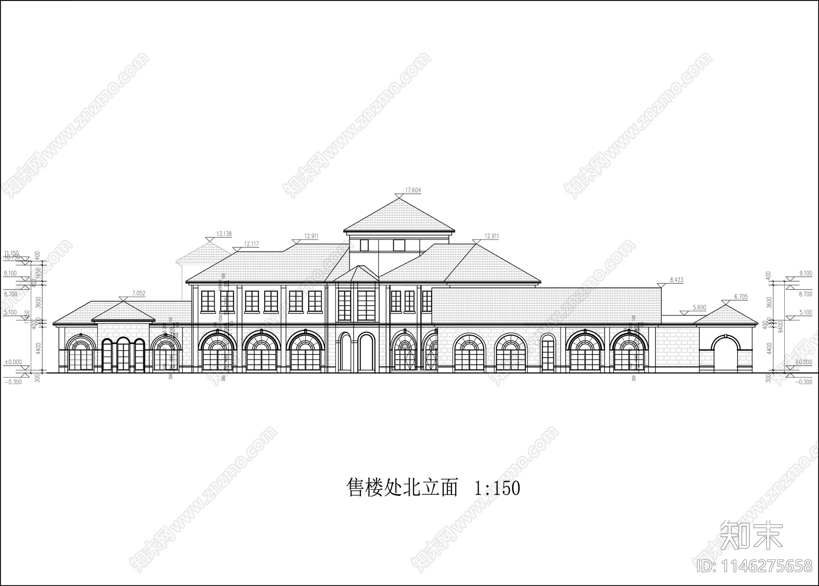 售楼处建筑cad施工图下载【ID:1146275658】