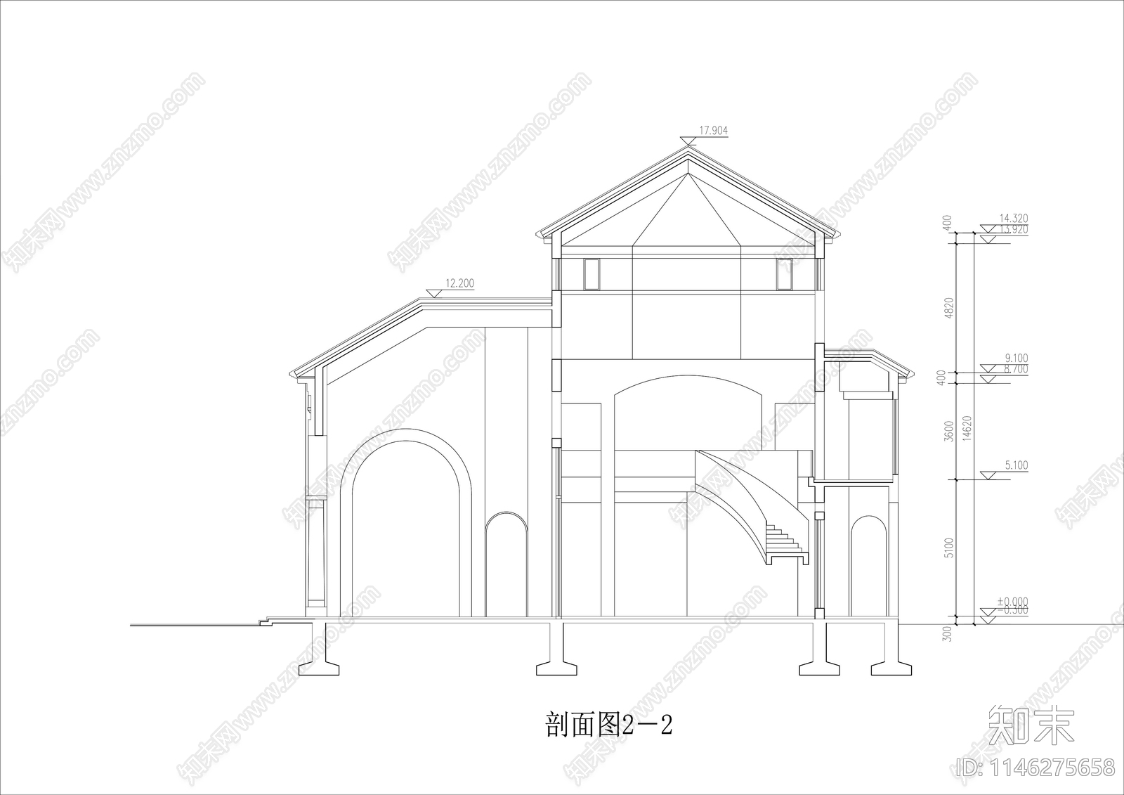 售楼处建筑cad施工图下载【ID:1146275658】