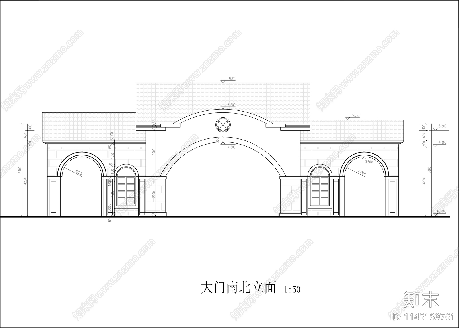 大门图纸cad施工图下载【ID:1145189761】