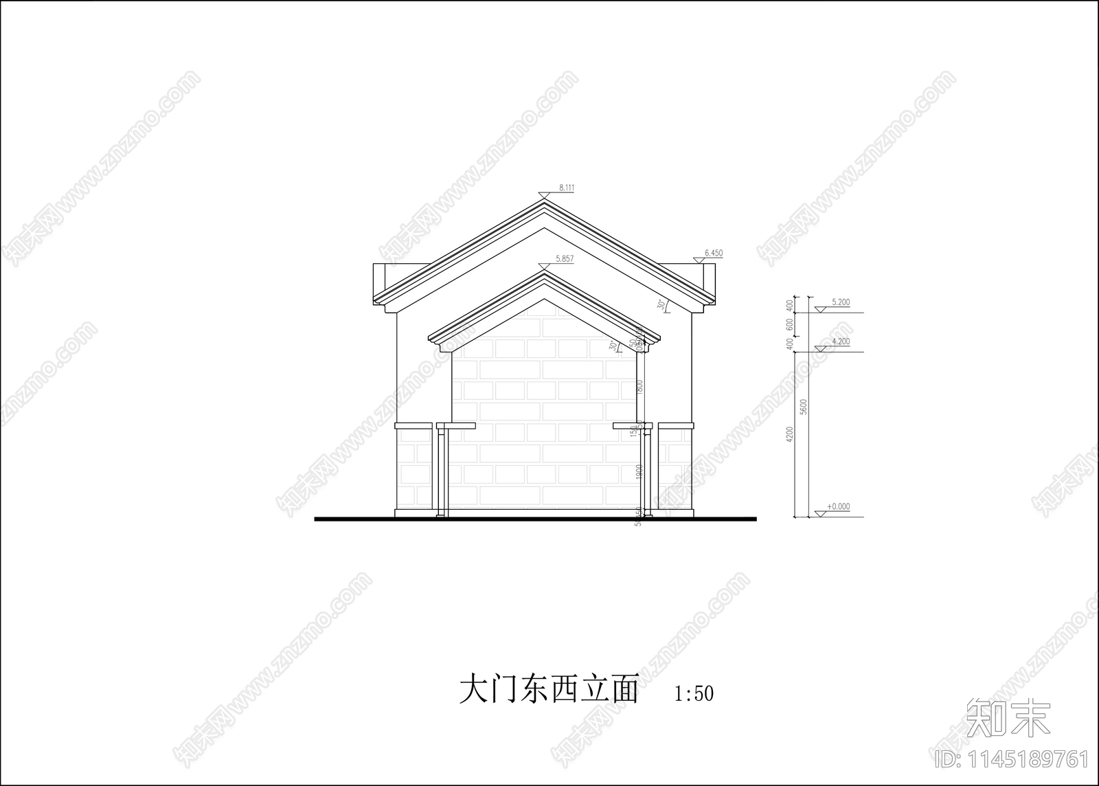 大门图纸cad施工图下载【ID:1145189761】