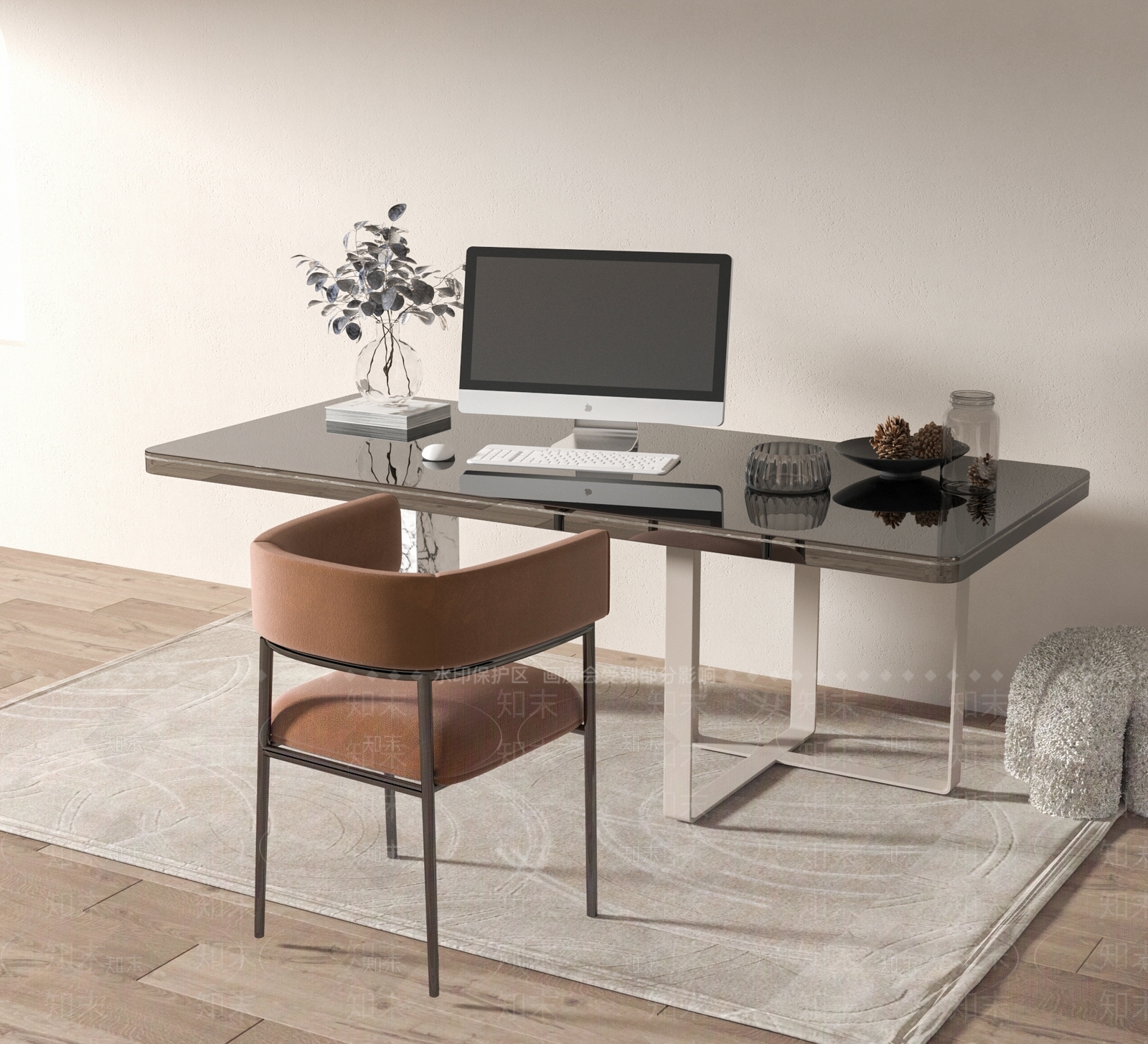 现代办公桌椅组合3D模型下载【ID:1145190758】