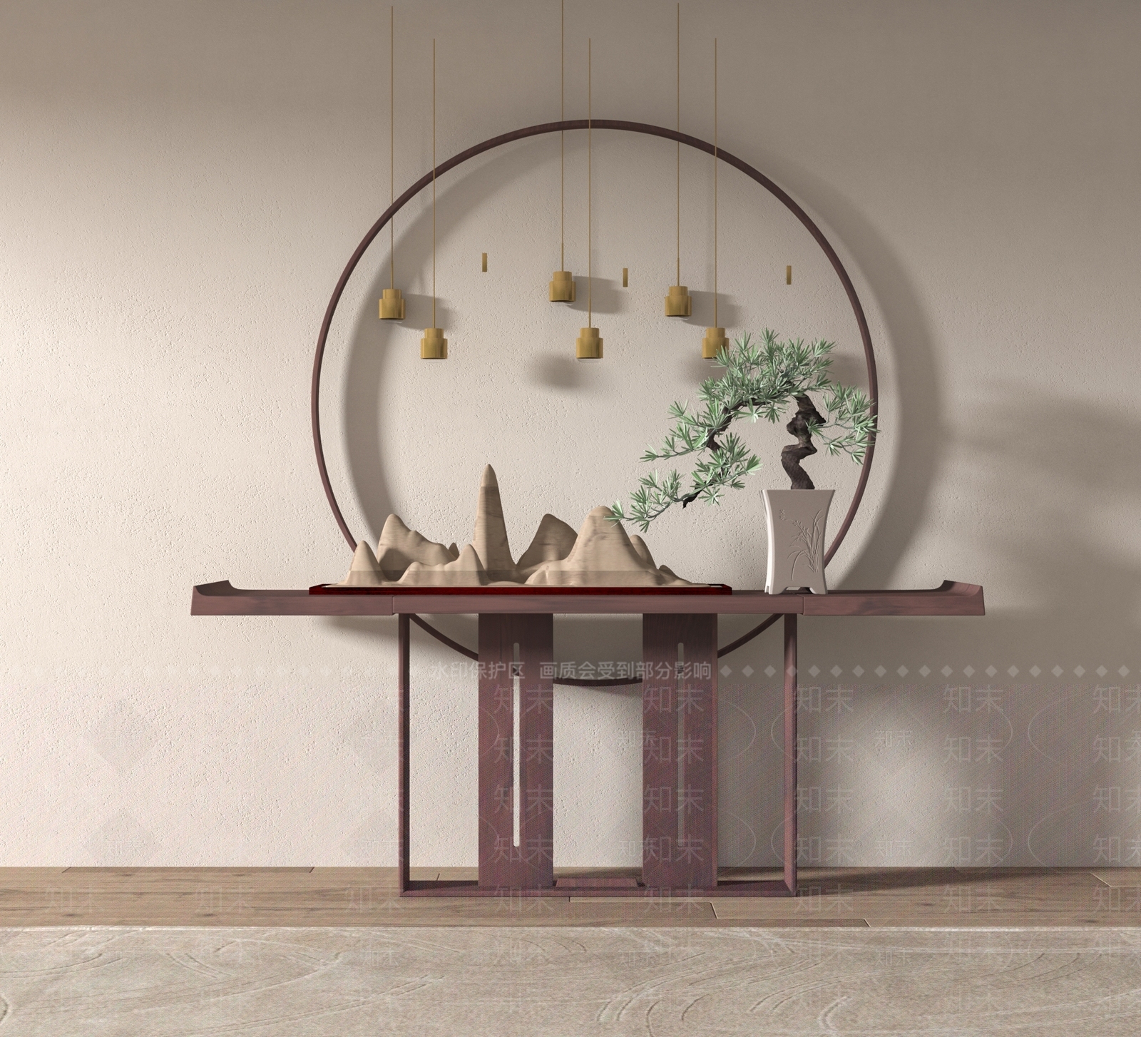 新中式端景条案3D模型下载【ID:1145191039】
