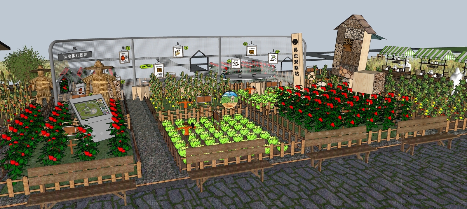 现代植物科普园SU模型下载【ID:1145198002】