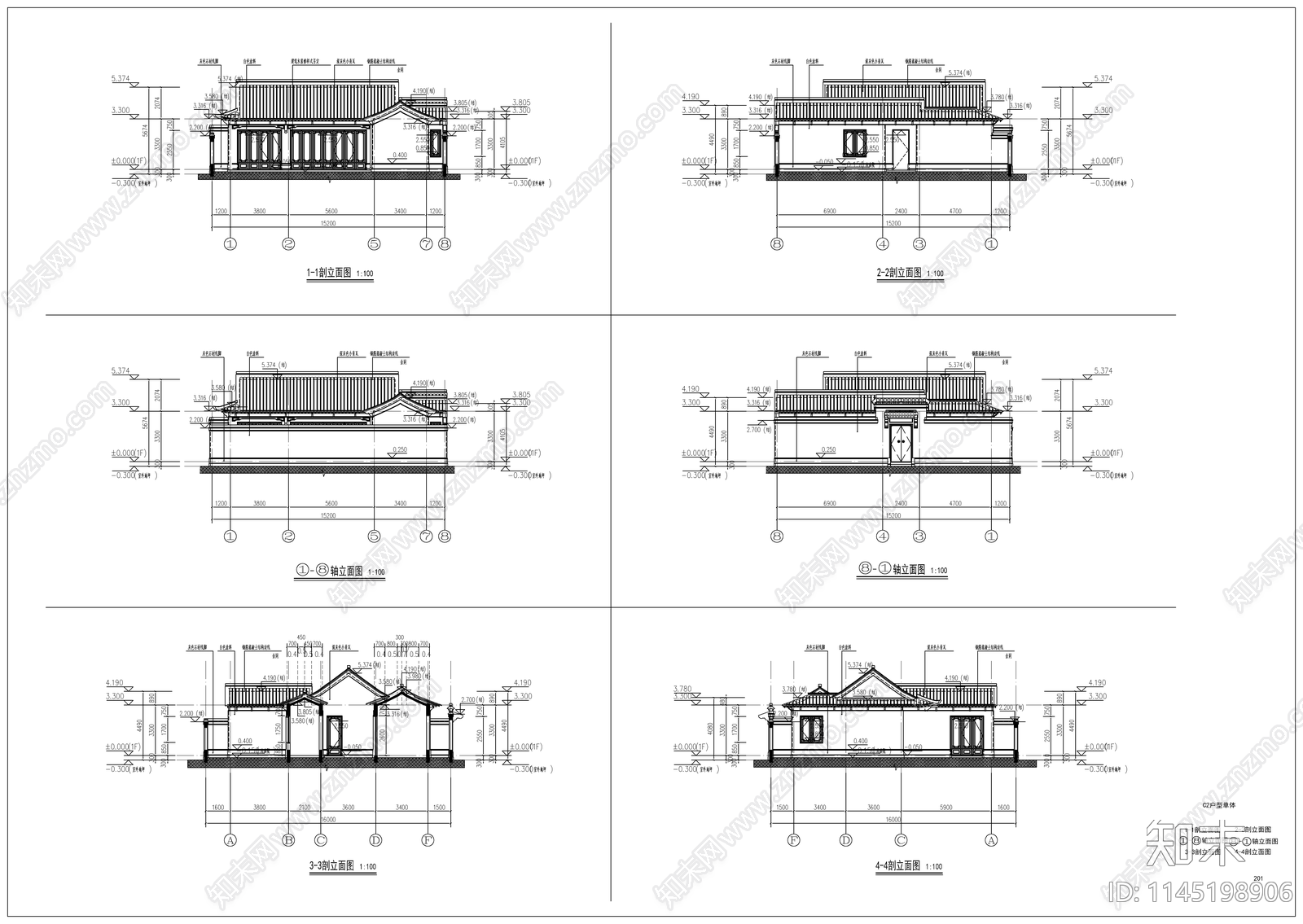 10套新中式古典名宿建筑cad施工图下载【ID:1145198906】