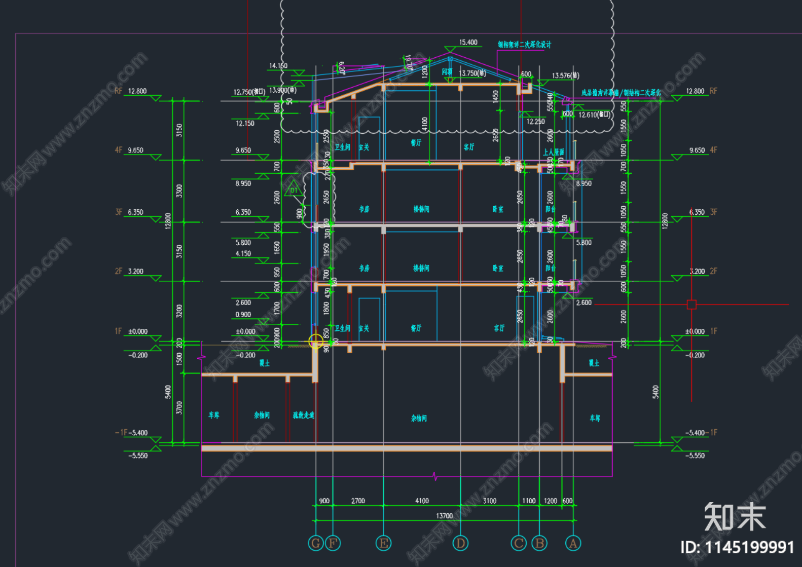 杭州未来科技城绿住宅建筑详图cad施工图下载【ID:1145199991】