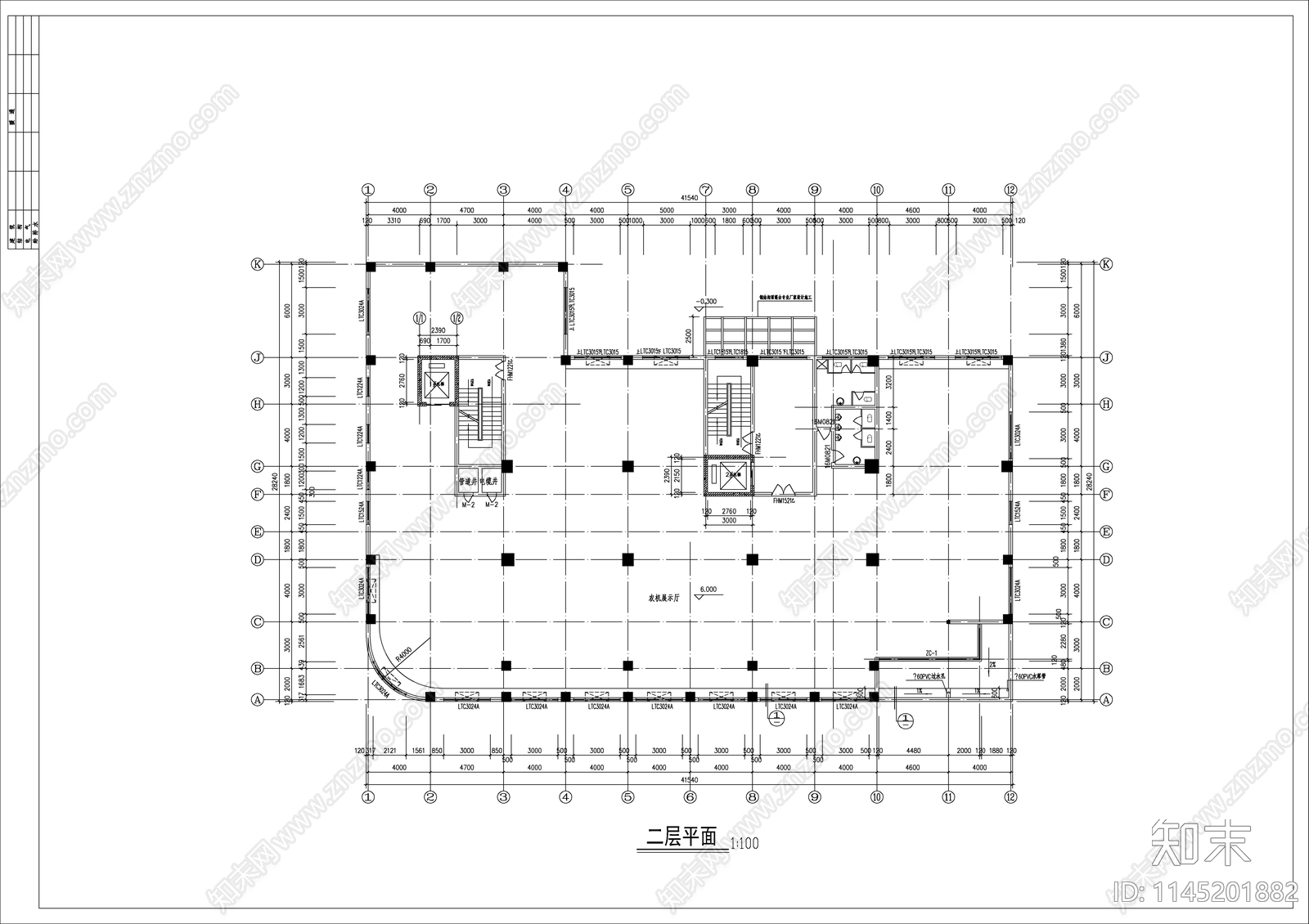 农机公司办公大楼建筑cad施工图下载【ID:1145201882】