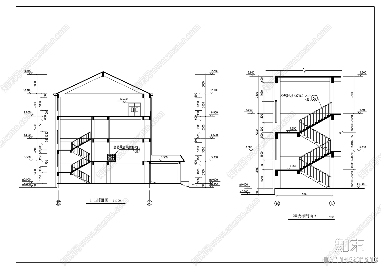 欧式多层办公楼cad施工图下载【ID:1145201913】