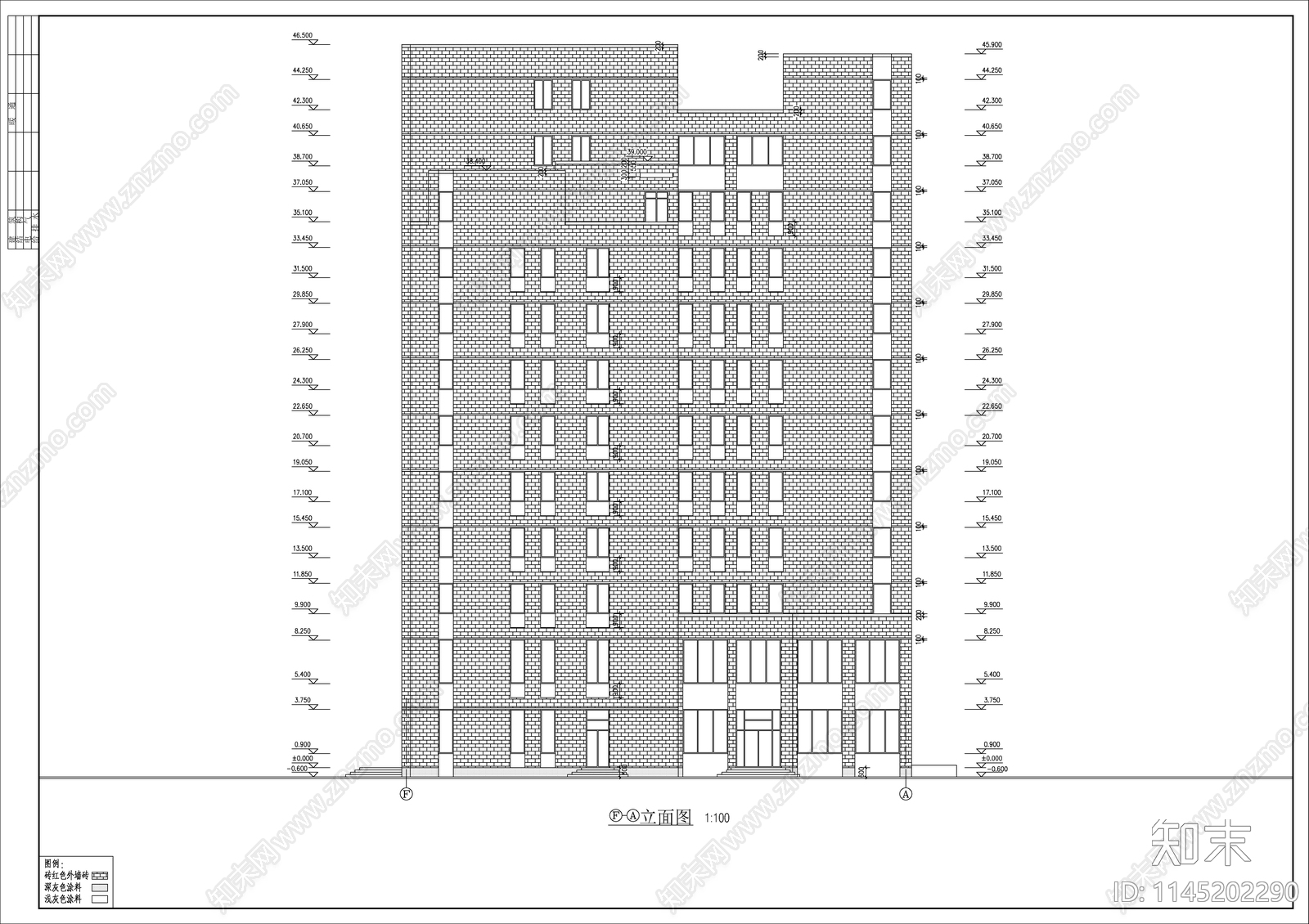 11层办公楼建筑cad施工图下载【ID:1145202290】