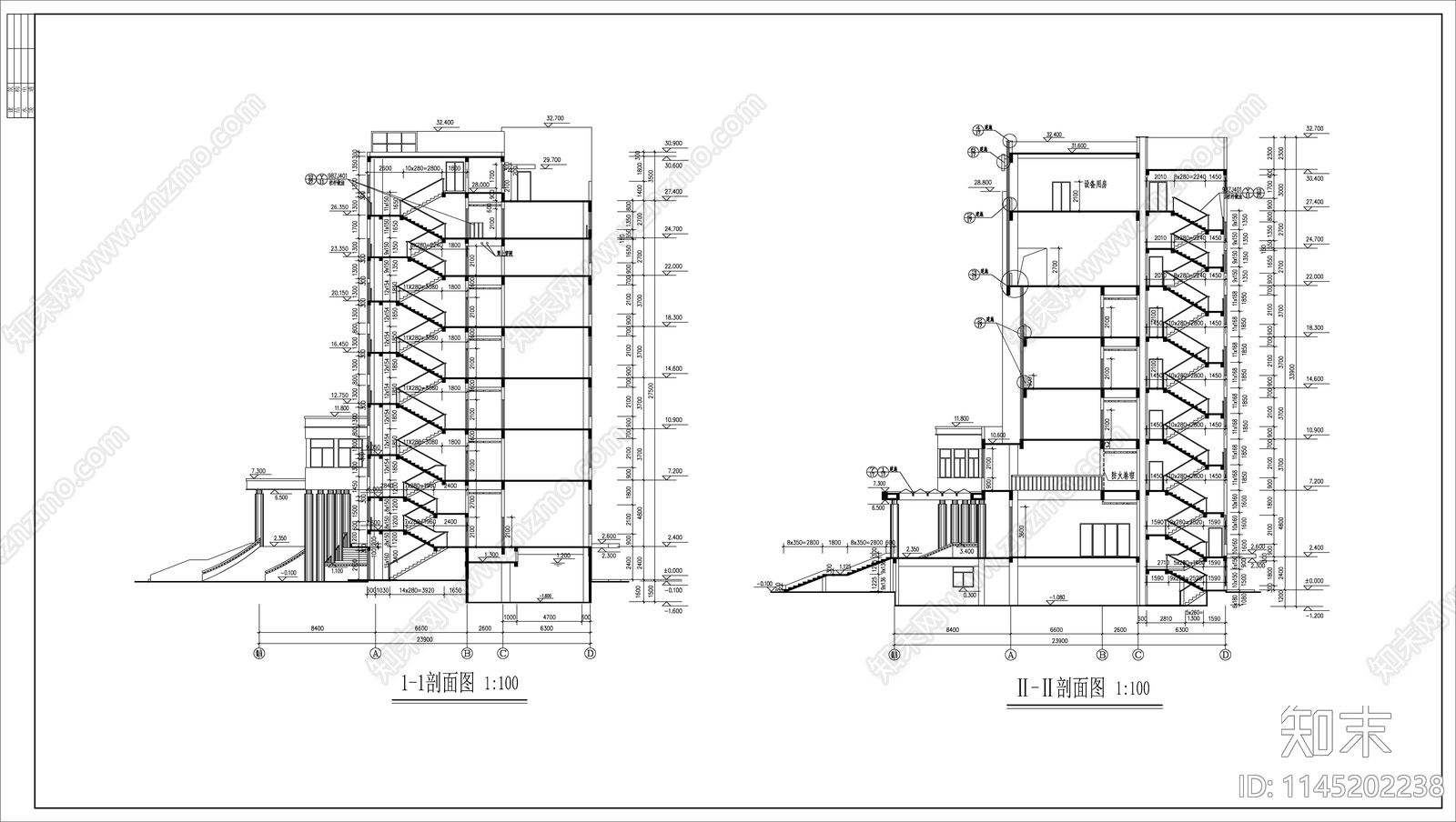 培训机构办公楼cad施工图下载【ID:1145202238】