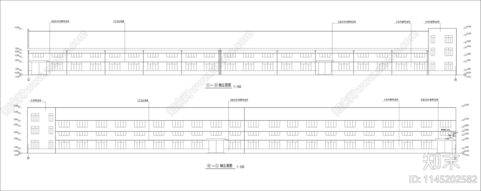 某织造业工厂印花车间建筑cad施工图下载【ID:1145202582】