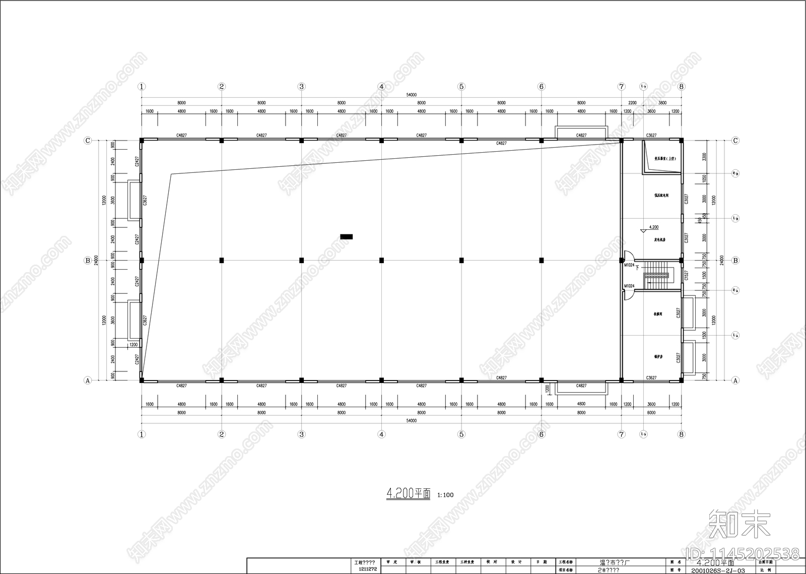 电镀车间建筑cad施工图下载【ID:1145202538】