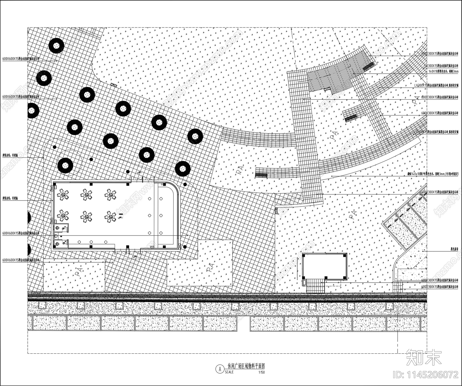 休闲广场区域景观详图cad施工图下载【ID:1145206072】