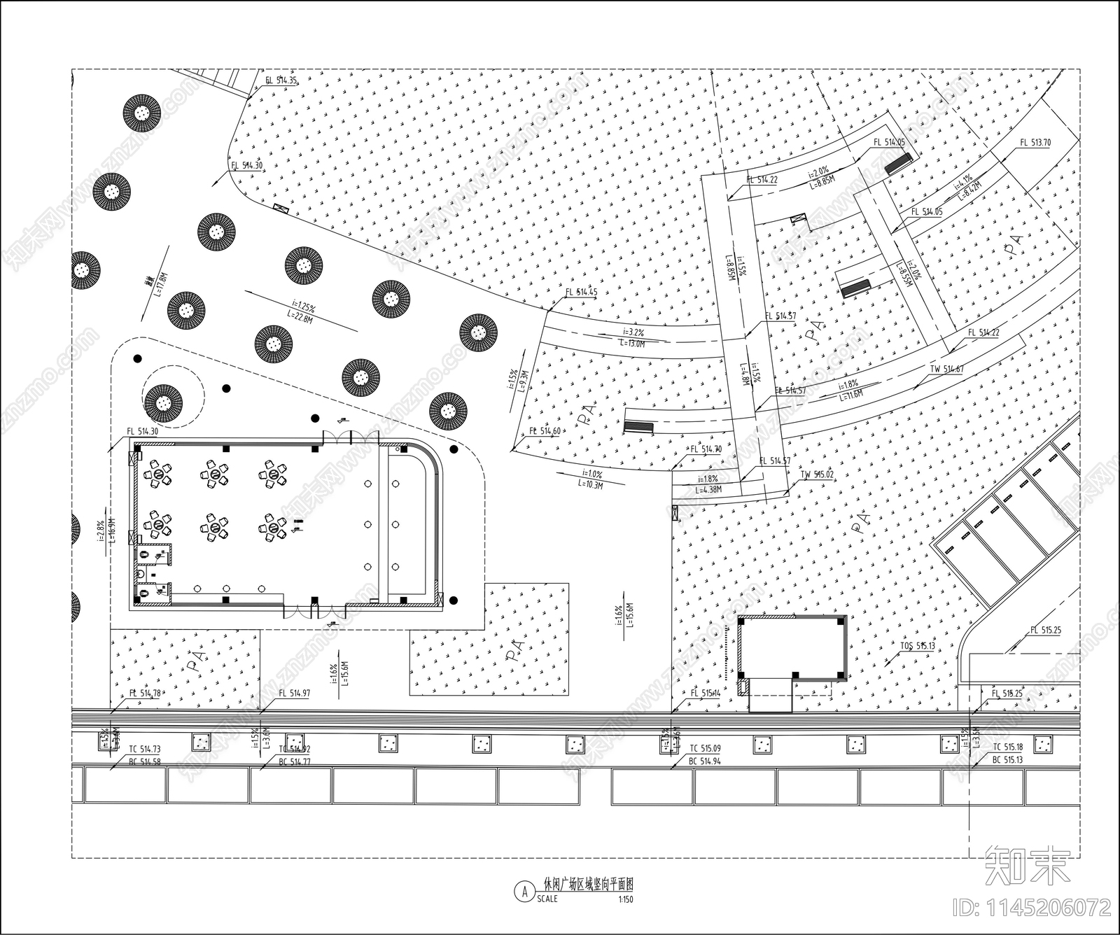 休闲广场区域景观详图cad施工图下载【ID:1145206072】