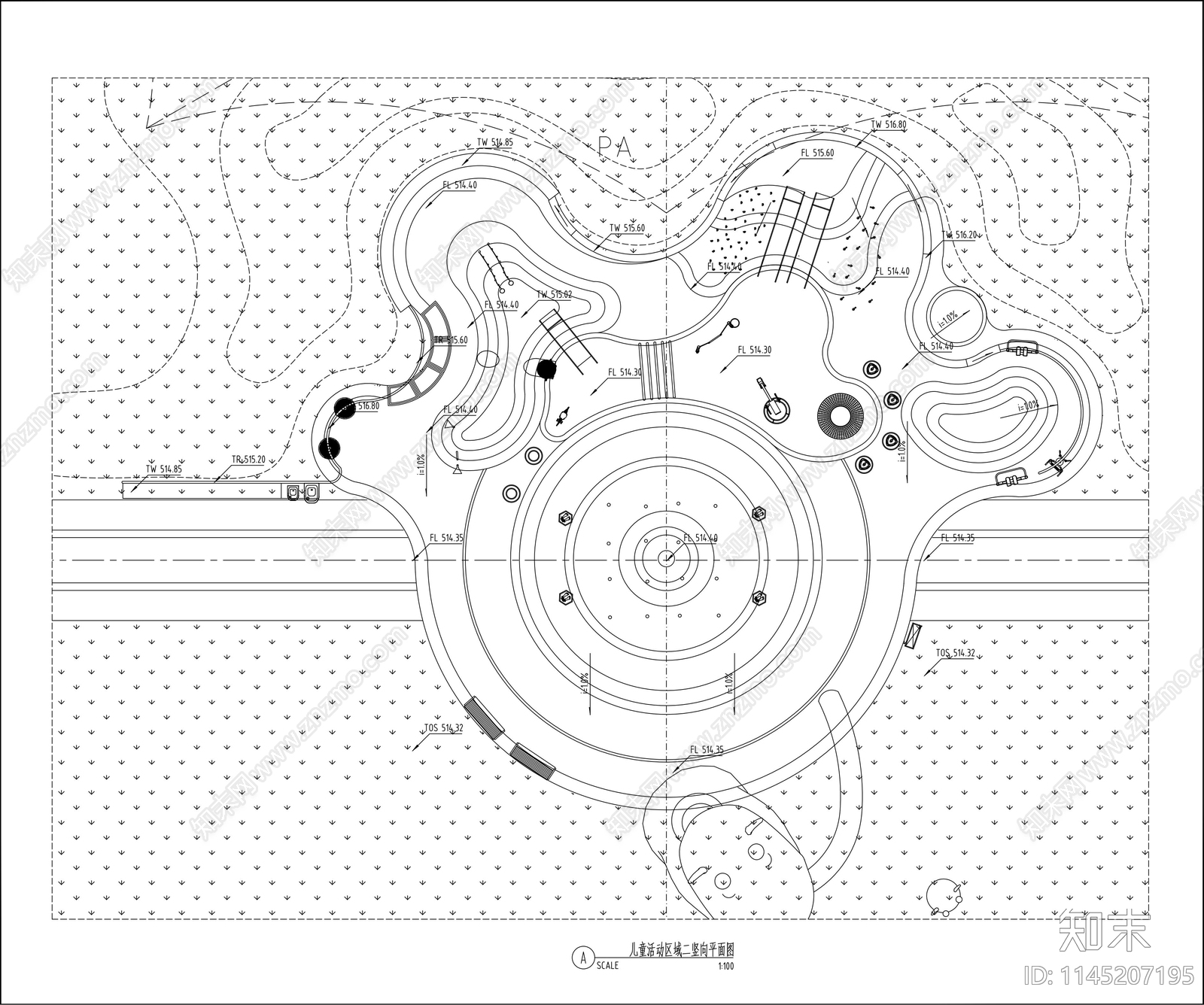 公园儿童活动区景观详图cad施工图下载【ID:1145207195】