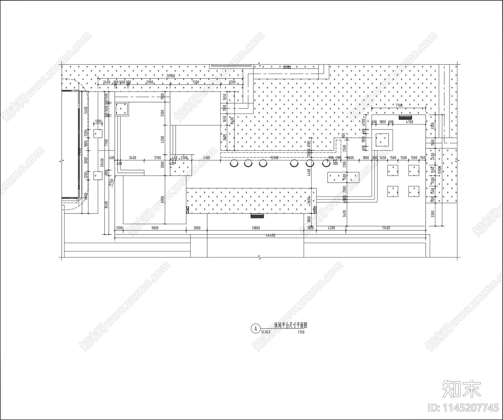 休闲广场区域cad施工图下载【ID:1145207745】