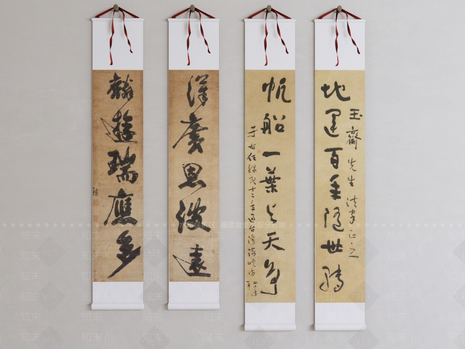 新中式书法装饰挂画SU模型下载【ID:1145208431】