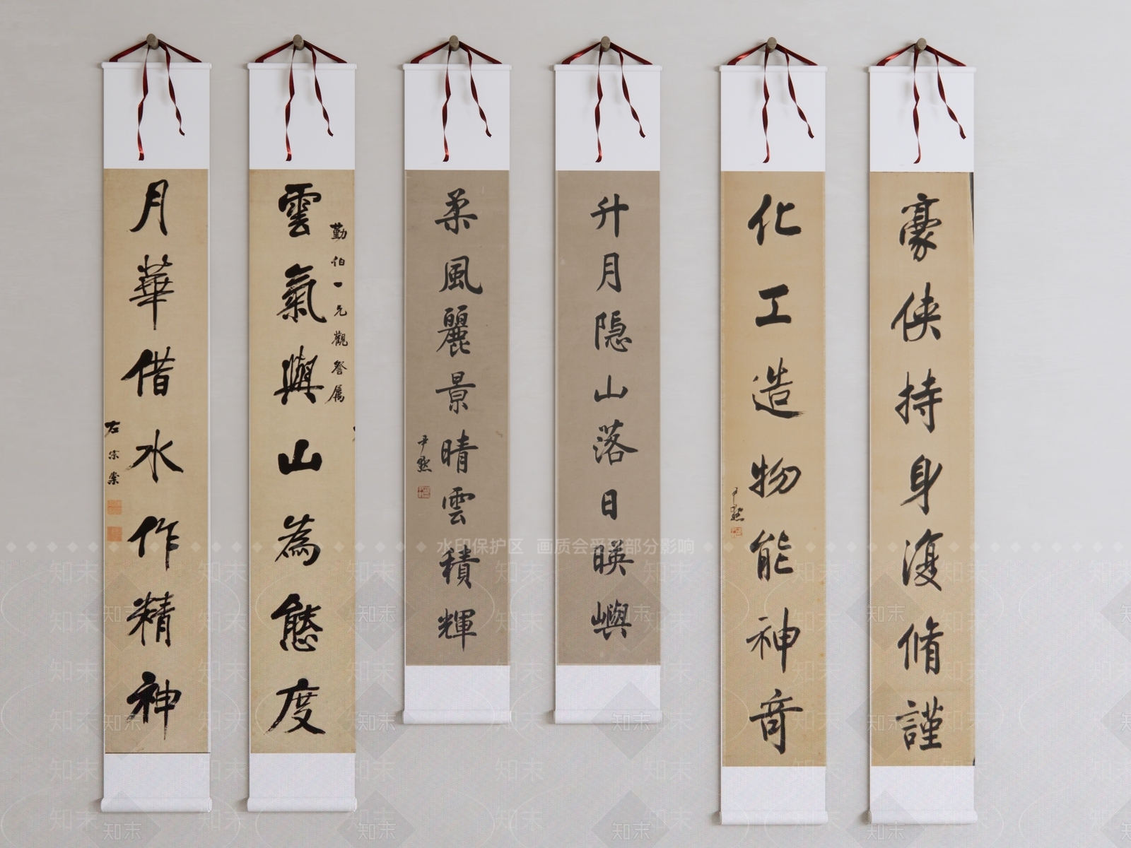 新中式书法装饰挂画SU模型下载【ID:1145208593】