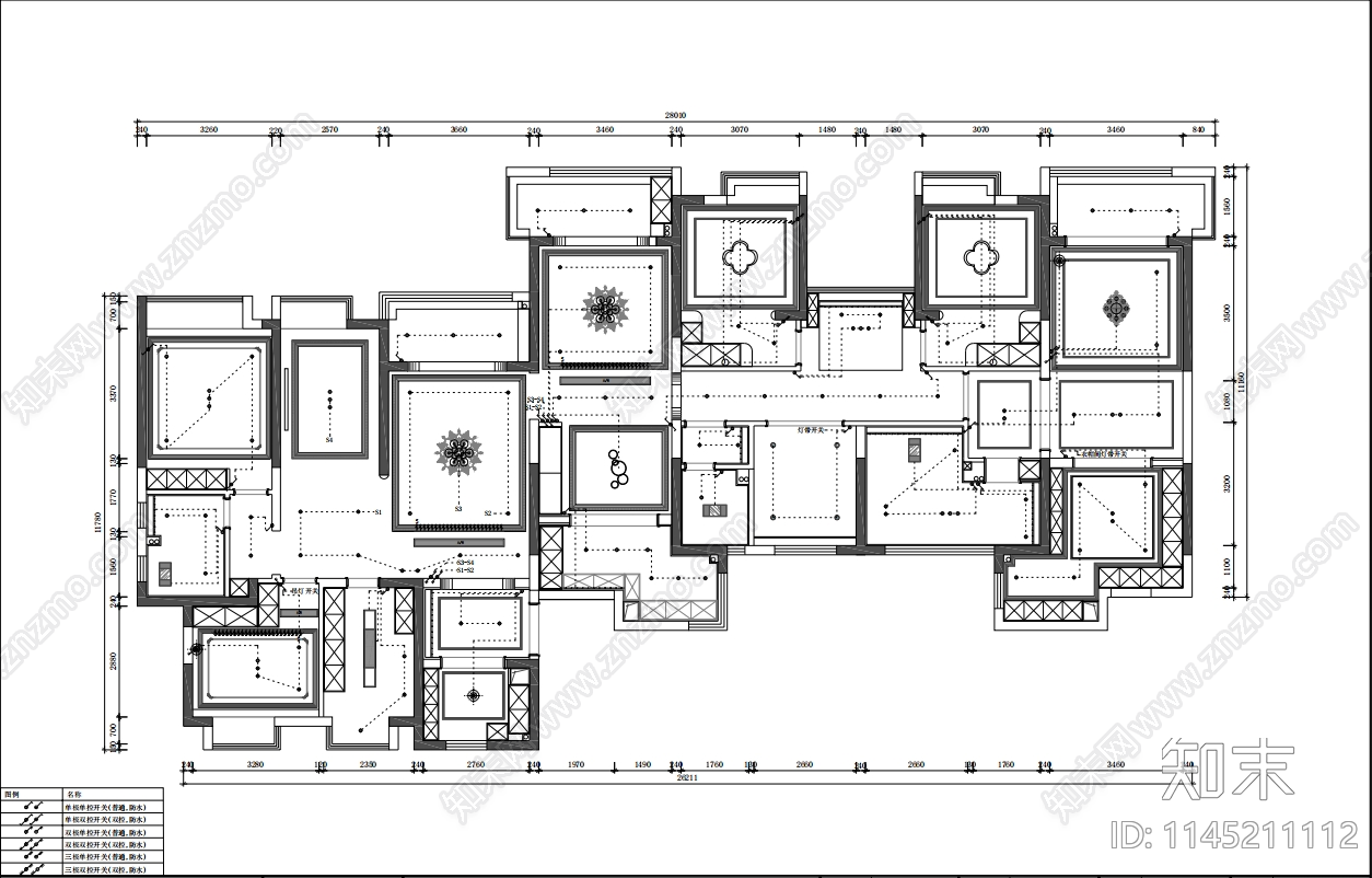 290平法式平层室内cad施工图下载【ID:1145211112】