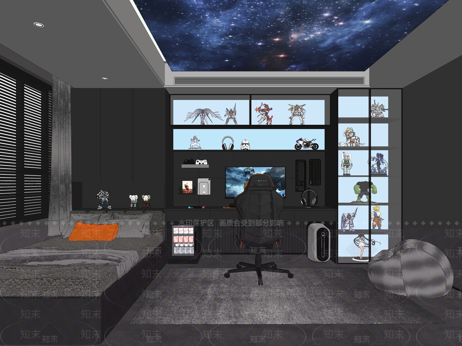 现代电竞房SU模型下载【ID:1145212180】