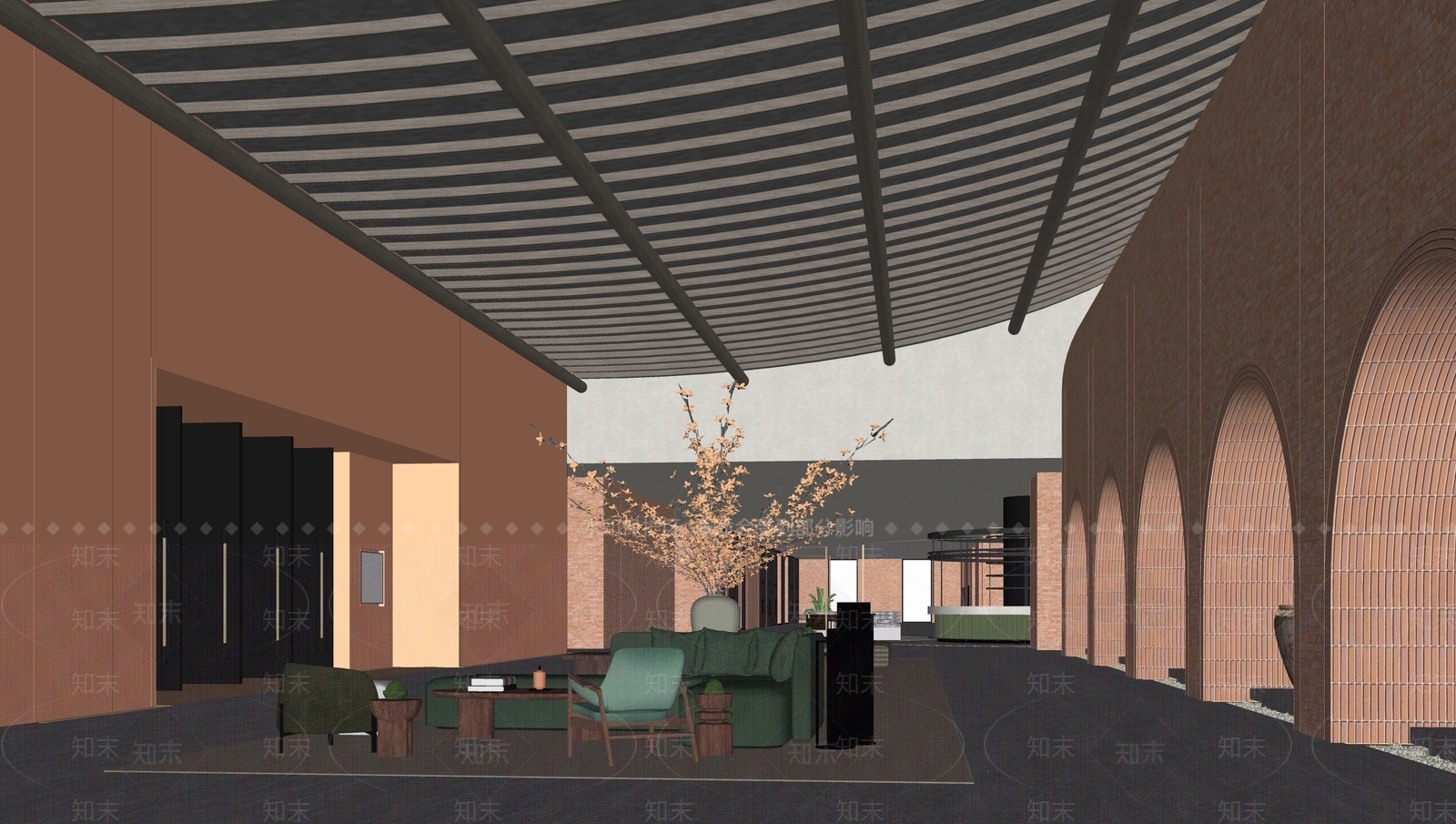 新中式宴会前厅SU模型下载【ID:1145211800】