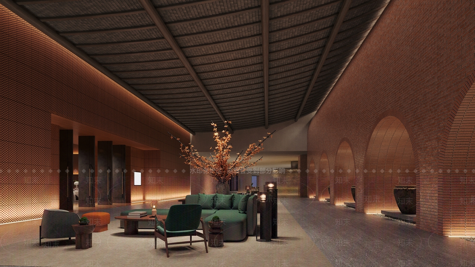新中式宴会前厅SU模型下载【ID:1145211800】
