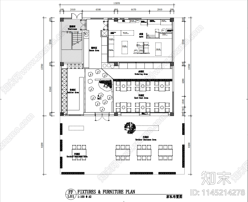 火锅店施工图cad施工图下载【ID:1145214278】