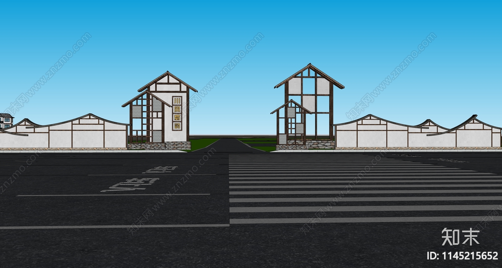 中式牌坊牌楼SU模型下载【ID:1145215652】
