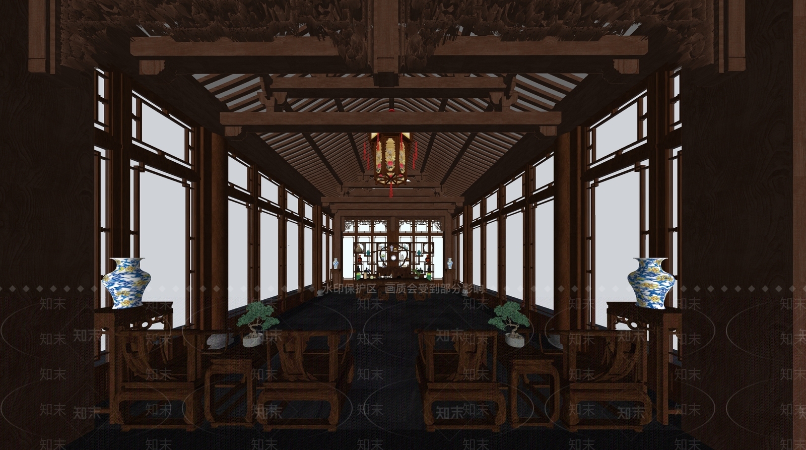 中式酒店休息区SU模型下载【ID:1145216593】