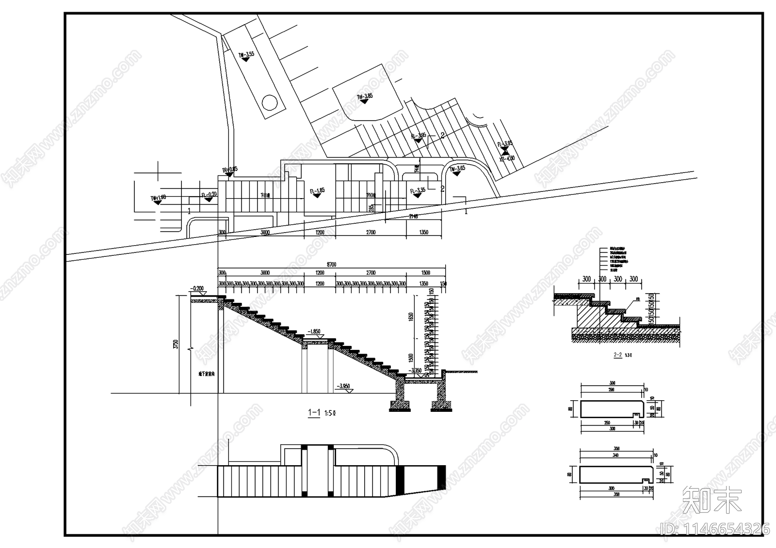 景观台阶节点cad施工图下载【ID:1146654326】