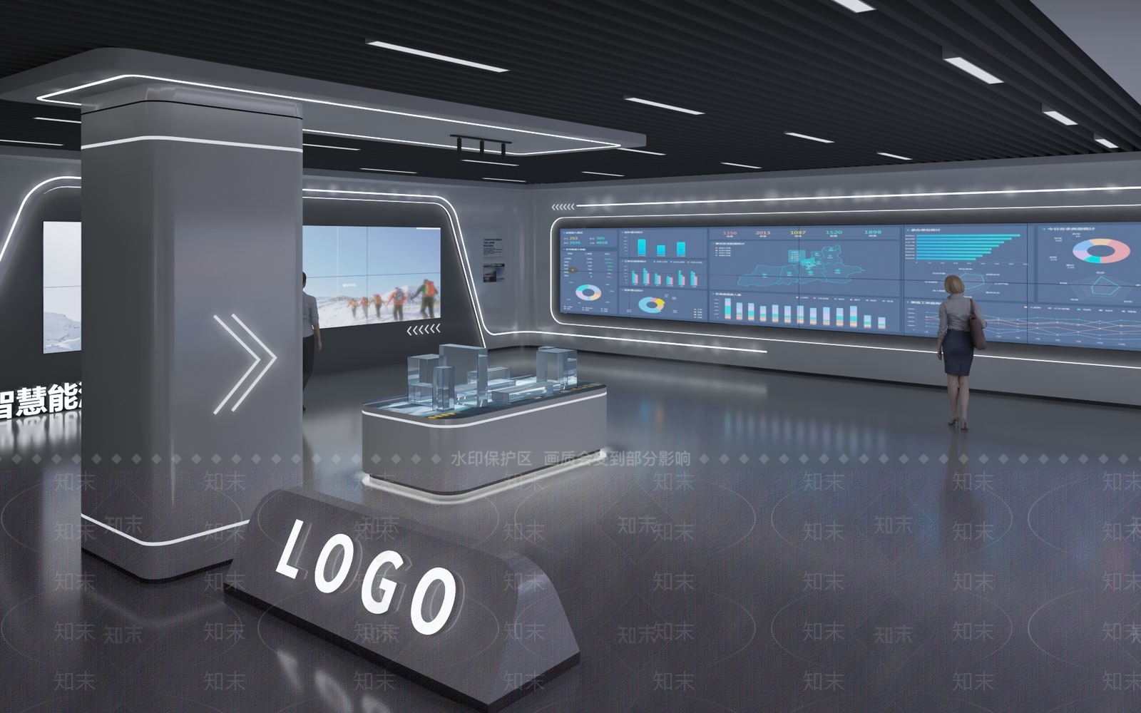 现代科技灯具展厅3D模型下载【ID:1145219604】