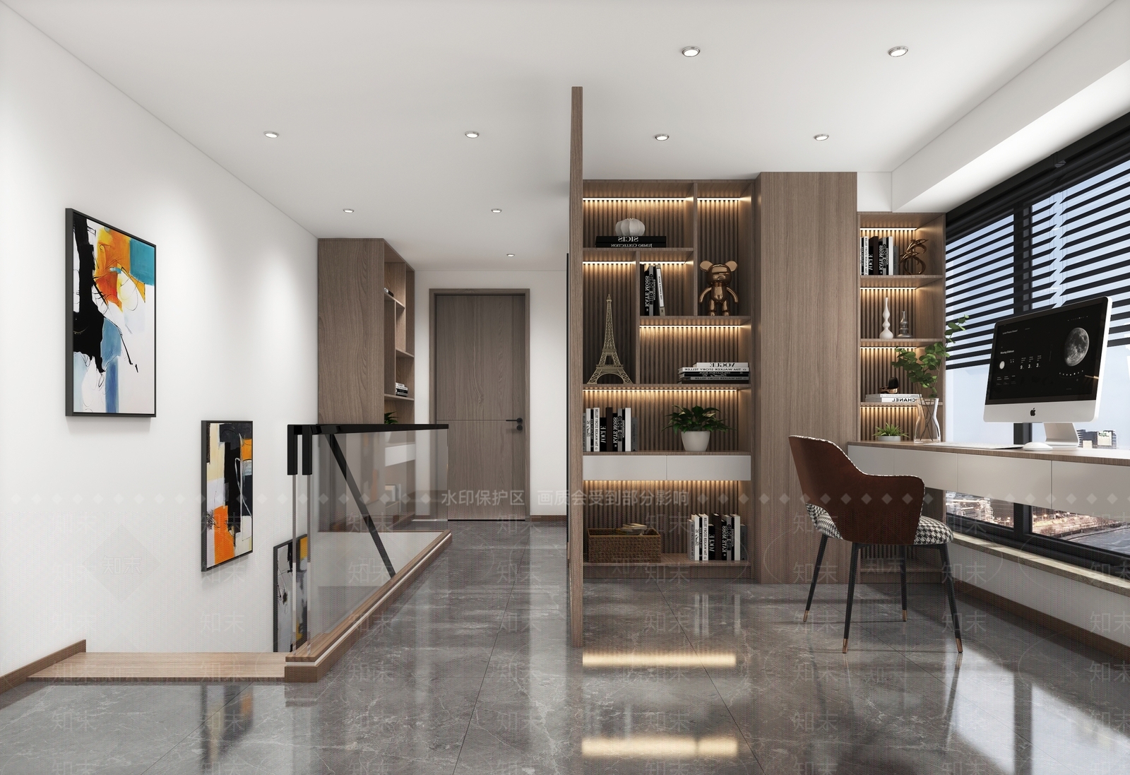 现代公寓书房3D模型下载【ID:1145220535】