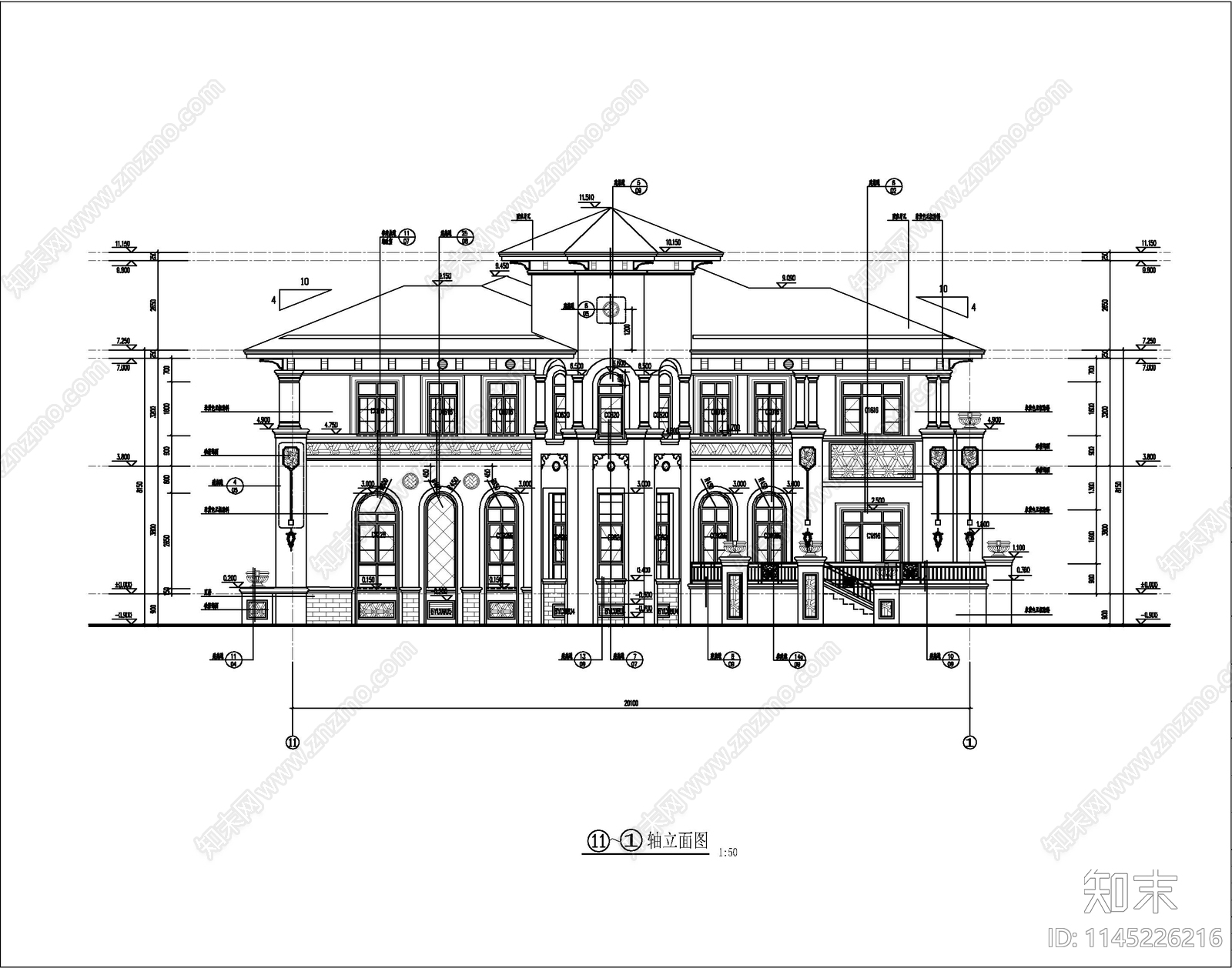 豪华别墅施工图纸施工图下载【ID:1145226216】