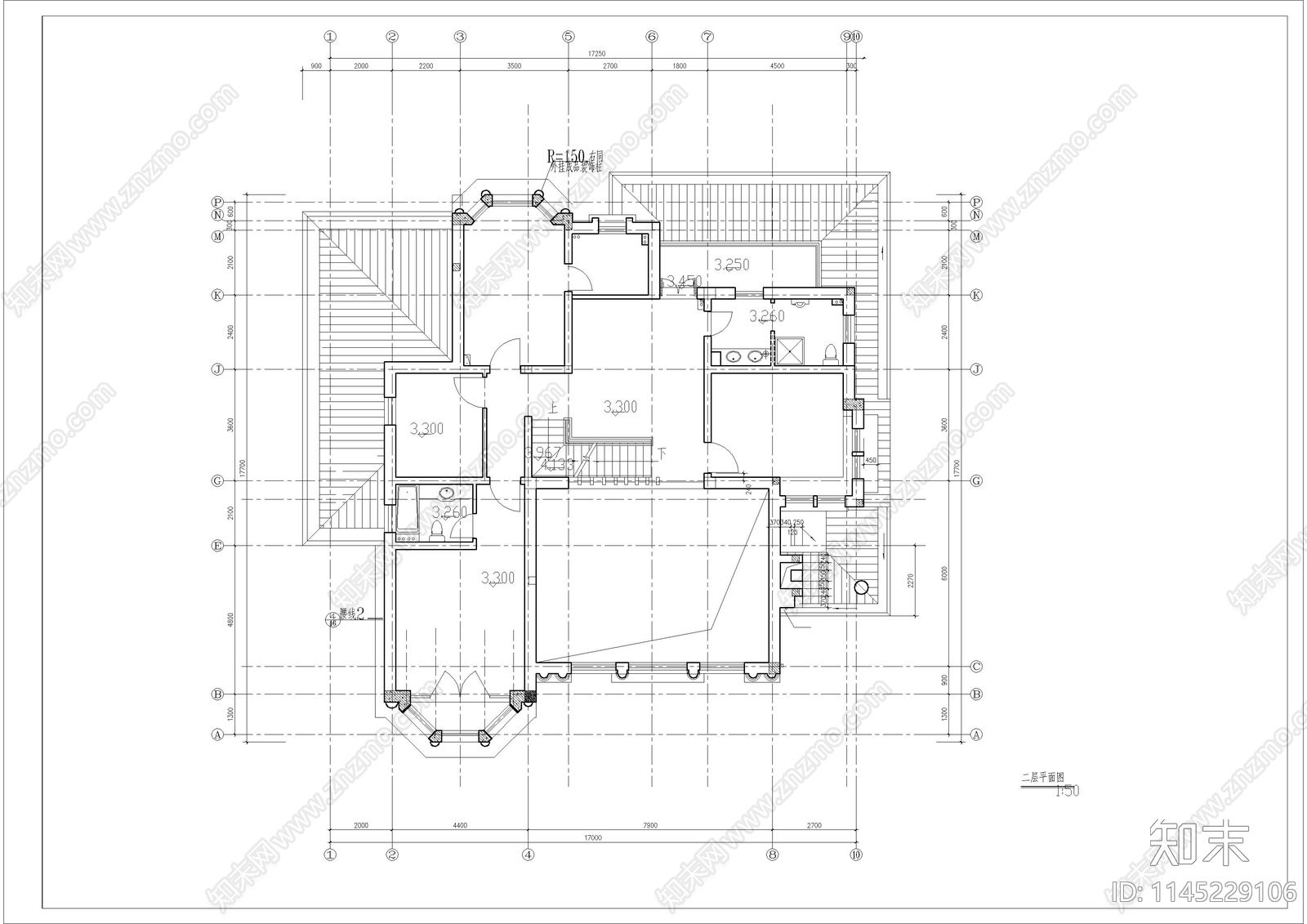 欧式高档别墅建筑cad施工图下载【ID:1145229106】