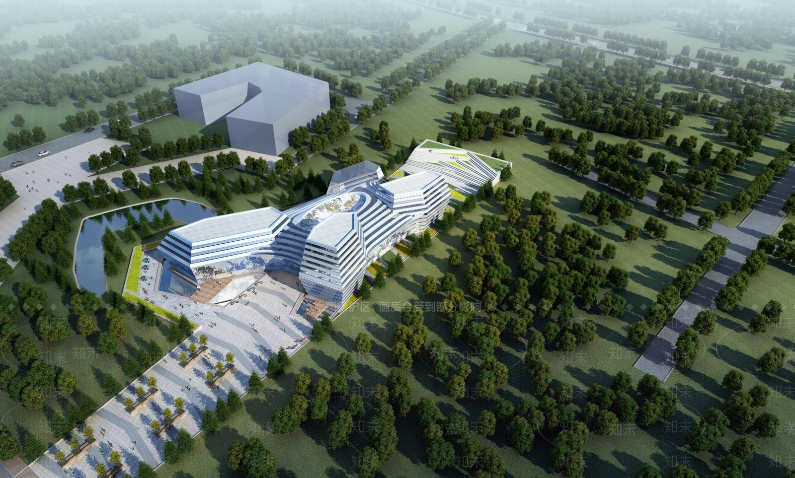 现代滨海展览馆建筑SU模型下载【ID:1145230152】