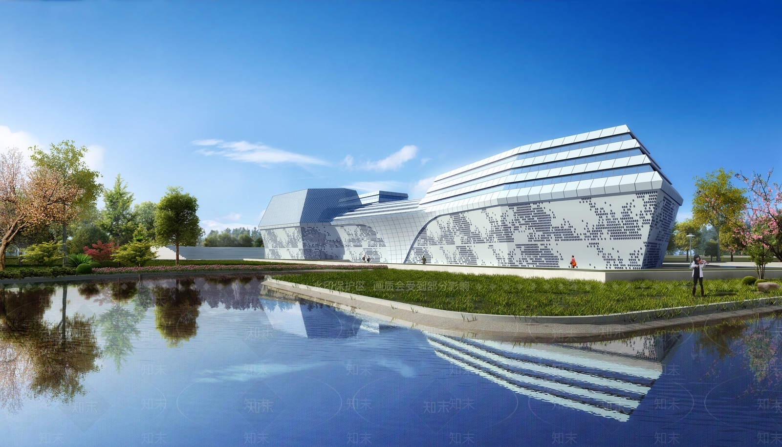 现代滨海展览馆建筑SU模型下载【ID:1145230152】