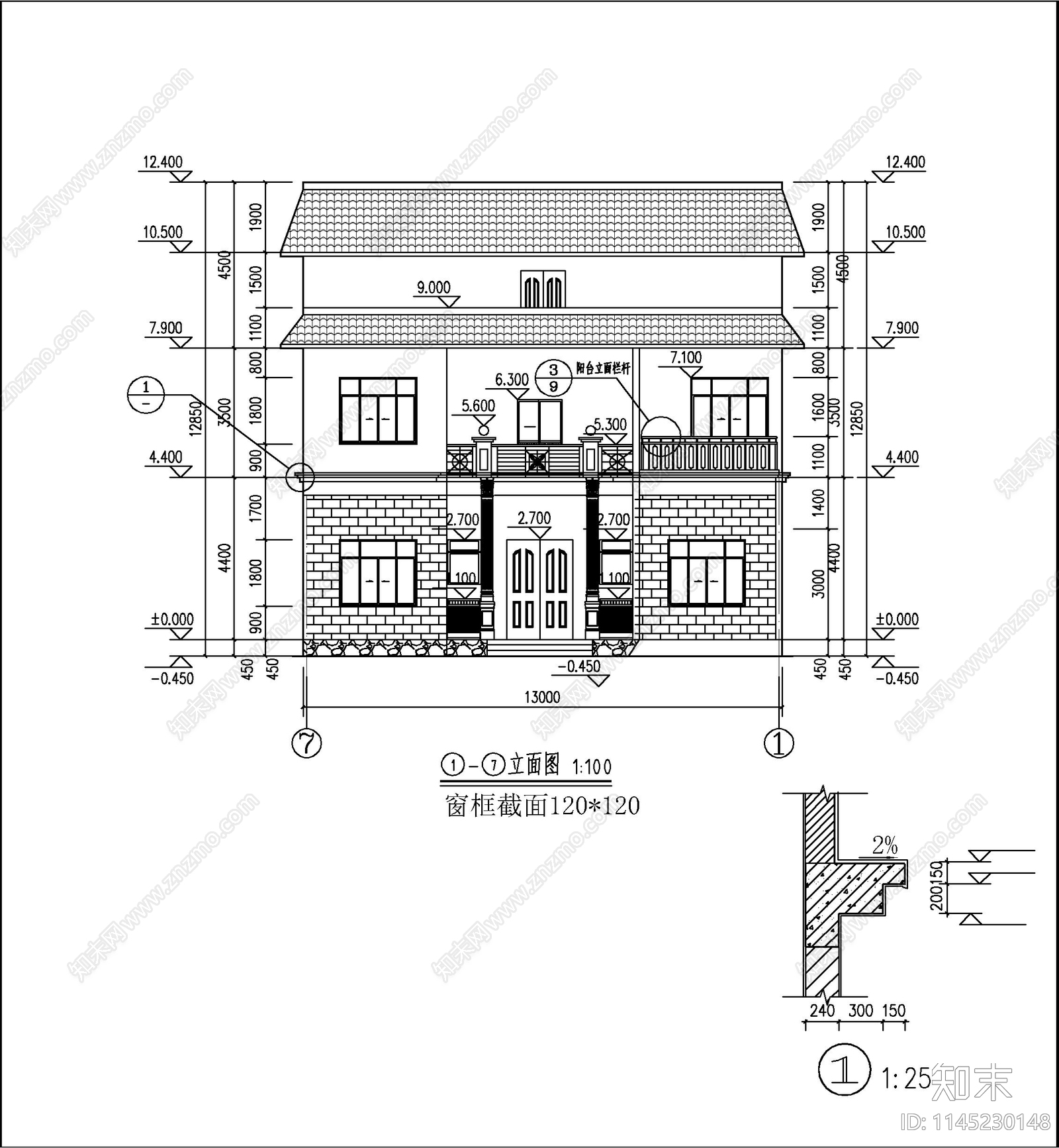 二层实用简洁农村自建施工图下载【ID:1145230148】