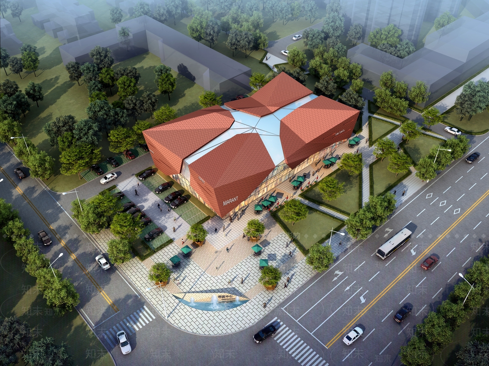 现代异形红砖展览馆建筑SU模型下载【ID:1145230605】
