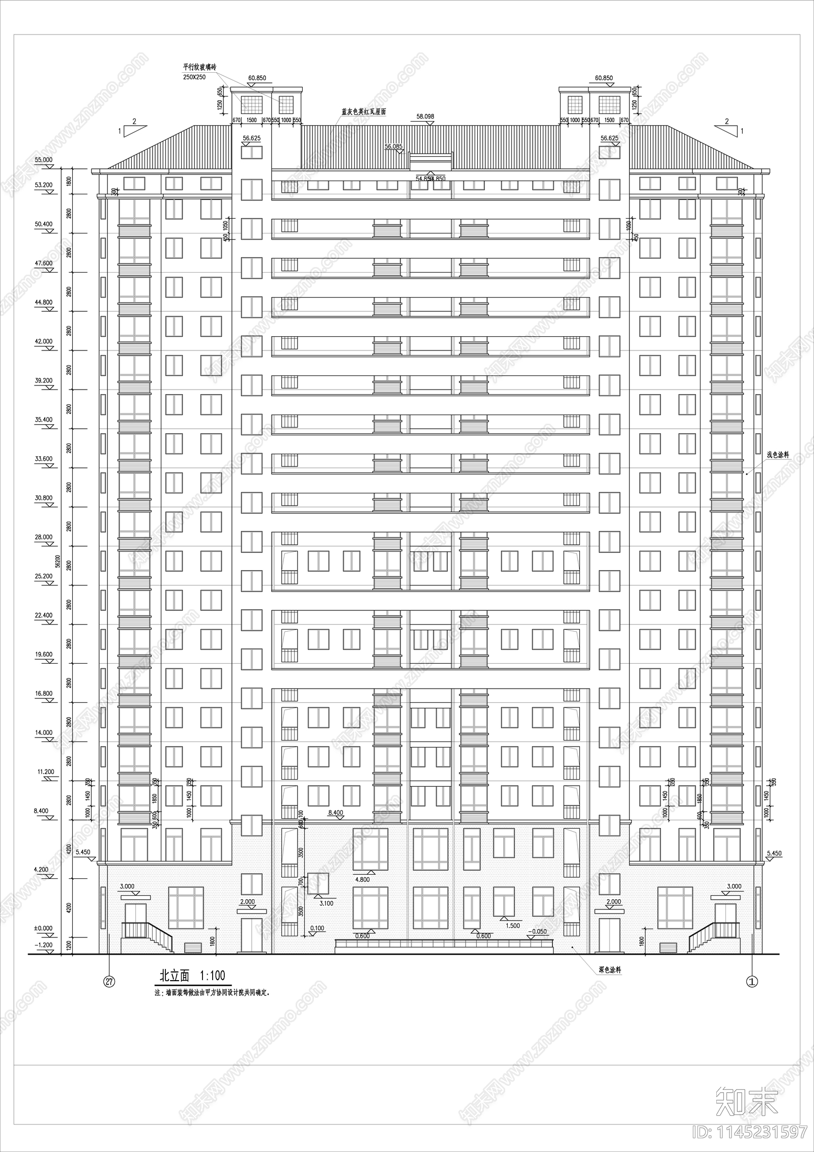高层住宅楼全套建筑cad施工图下载【ID:1145231597】