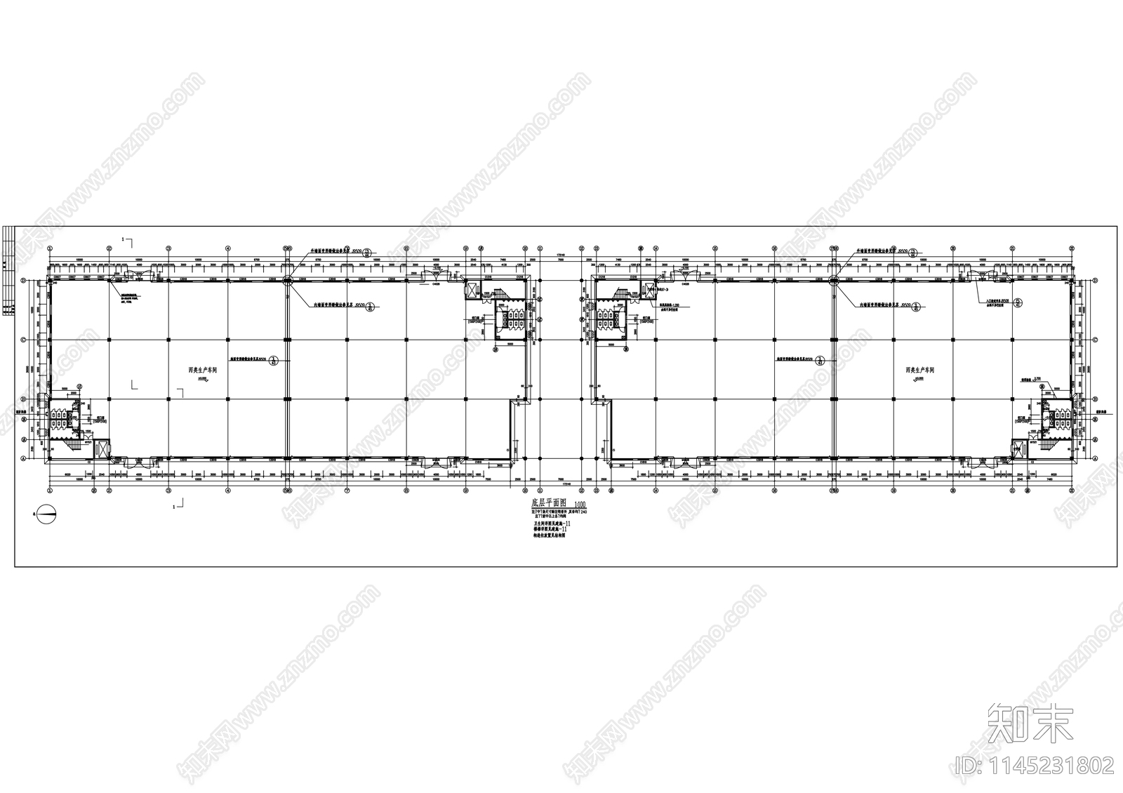 厂房建筑cad施工图下载【ID:1145231802】