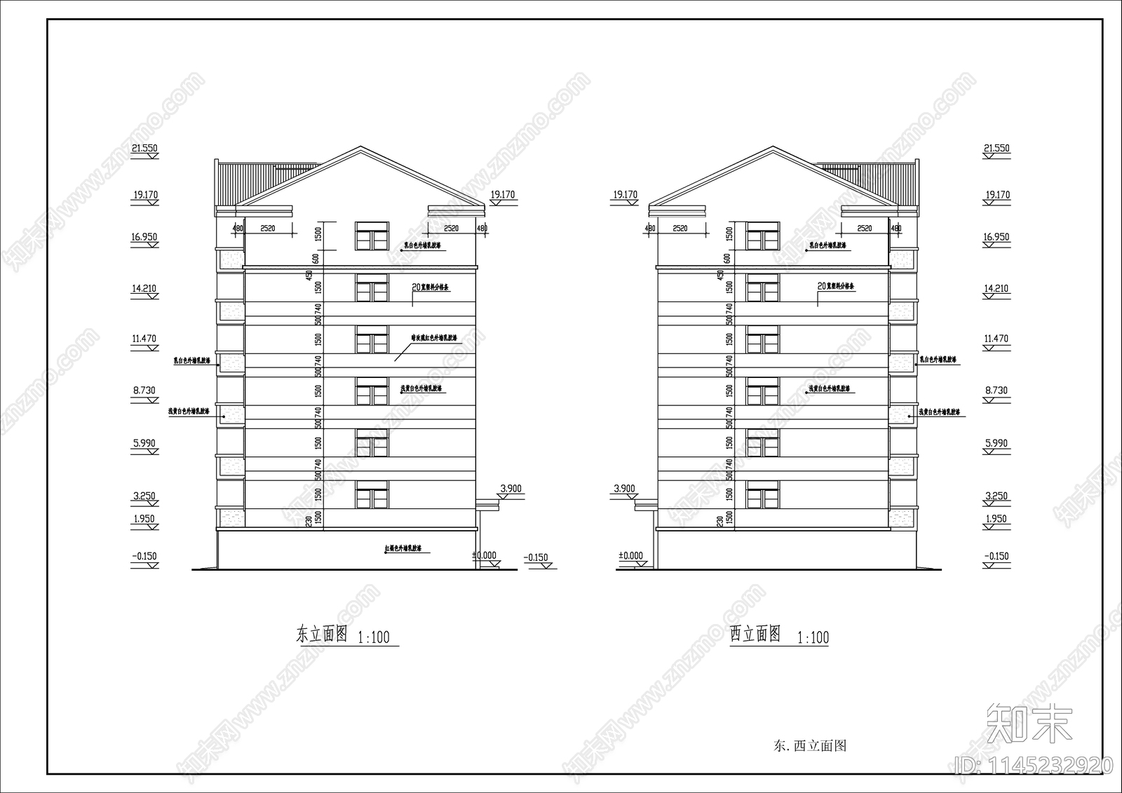 宿舍楼建筑cad施工图下载【ID:1145232920】