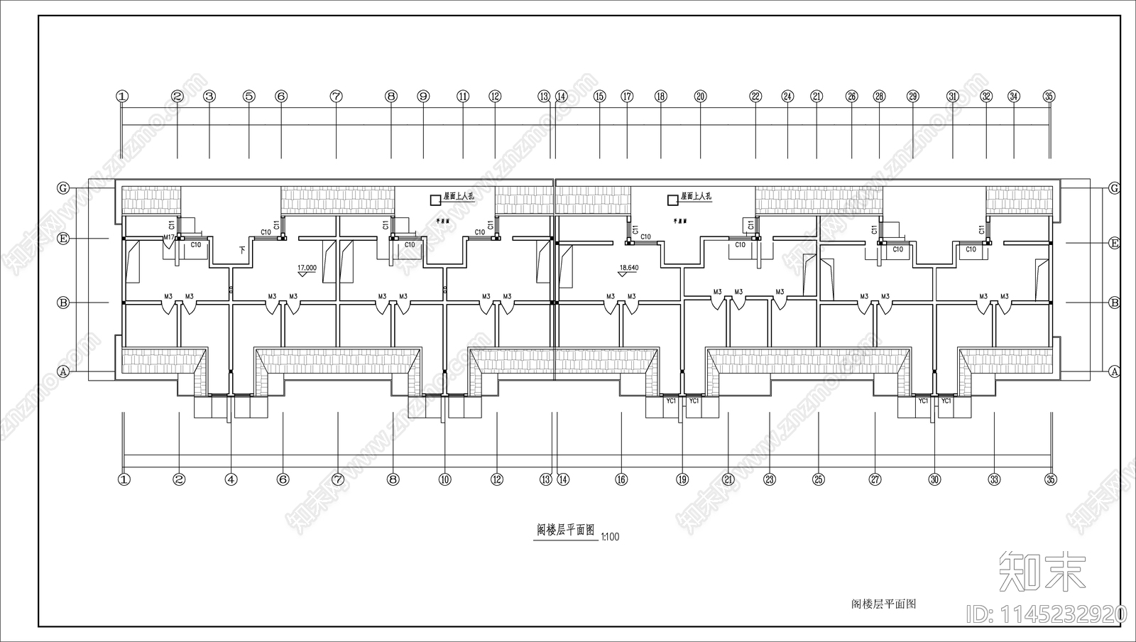 宿舍楼建筑cad施工图下载【ID:1145232920】