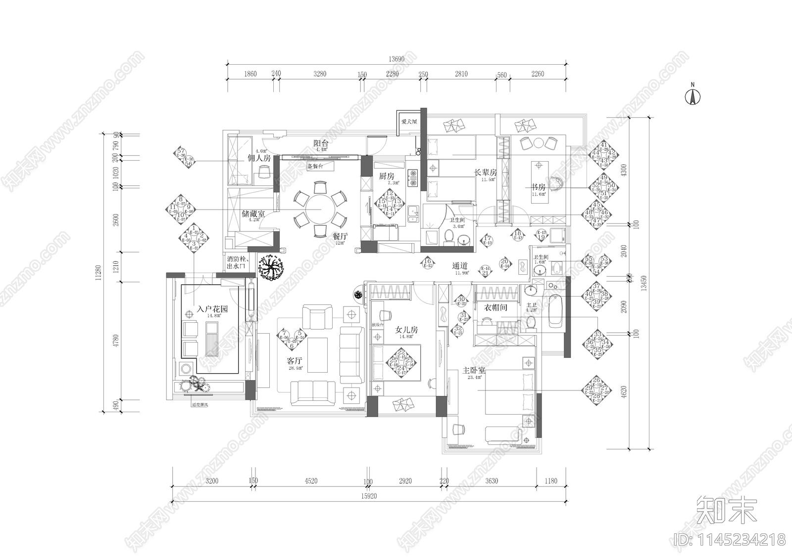 40套别墅室内CAD效果图施工图下载【ID:1145234218】